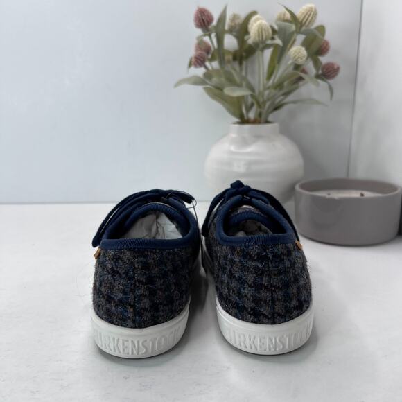 Birkenstock Arran Wool Sneakers Harris Tweed Blue Women 5 Narrow Fit NWOB - Picture 4 of 10